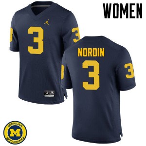 #3 Quinn Nordin Wolverines Jordan Brand Women's University Jerseys Navy