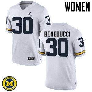 #30 Joe Beneducci Wolverines Jordan Brand Women's Stitch Jerseys White