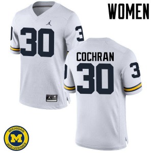 #30 Tyler Cochran University of Michigan Jordan Brand Women's Stitch Jersey White