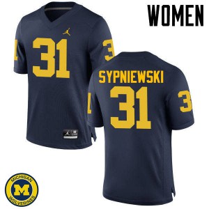 #31 Scott Sypniewski Michigan Wolverines Jordan Brand Women's Official Jersey Navy