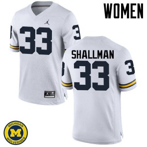 #33 Wyatt Shallman Michigan Wolverines Jordan Brand Women's University Jersey White