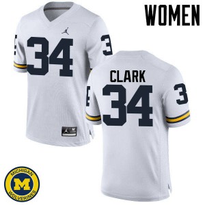 #34 Jeremy Clark Michigan Jordan Brand Women's NCAA Jersey White