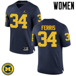 #34 Kenneth Ferris Michigan Wolverines Jordan Brand Women's High School Jersey Navy