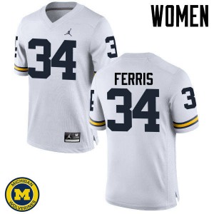 #34 Kenneth Ferris Michigan Jordan Brand Women's College Jerseys White