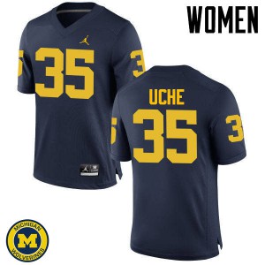 #35 Joshua Uche Michigan Jordan Brand Women's College Jersey Navy