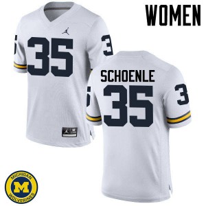 #35 Nate Schoenle Michigan Wolverines Jordan Brand Women's University Jerseys White