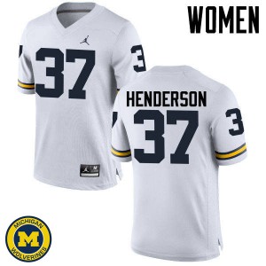 #37 Bobby Henderson Michigan Jordan Brand Women's Football Jersey White