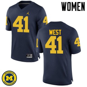 #41 Jacob West University of Michigan Jordan Brand Women's Alumni Jerseys Navy