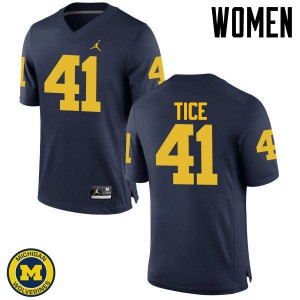 #41 Ryan Tice Michigan Wolverines Jordan Brand Women's Embroidery Jersey Navy