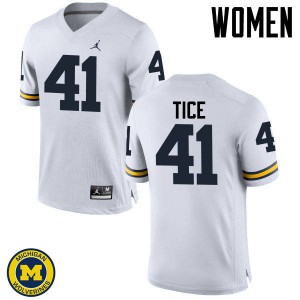 #41 Ryan Tice University of Michigan Jordan Brand Women's College Jerseys White