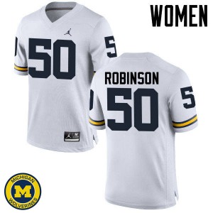 #50 Andrew Robinson Michigan Wolverines Jordan Brand Women's Official Jerseys White