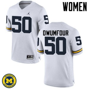 #50 Michael Dwumfour Michigan Jordan Brand Women's Stitch Jerseys White