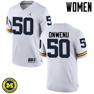 #50 Michael Onwenu Michigan Wolverines Jordan Brand Women's NCAA Jerseys White