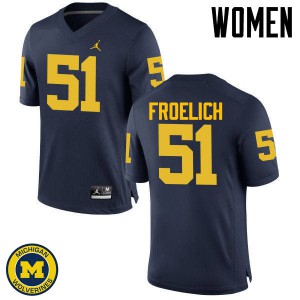 #51 Greg Froelich Michigan Wolverines Jordan Brand Women's Alumni Jersey Navy