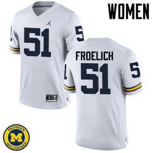 #51 Greg Froelich Michigan Jordan Brand Women's NCAA Jerseys White