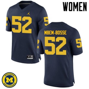 #52 Elysee Mbem-Bosse Michigan Jordan Brand Women's Football Jerseys Navy