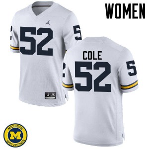 #52 Mason Cole Michigan Wolverines Jordan Brand Women's Stitch Jerseys White