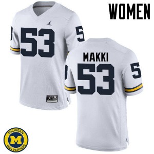#53 Salim Makki University of Michigan Jordan Brand Women's Football Jersey White