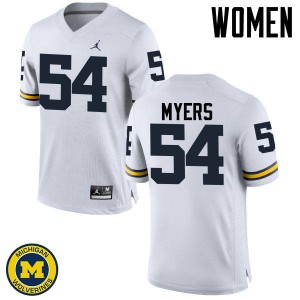 #54 Carl Myers University of Michigan Jordan Brand Women's NCAA Jersey White