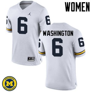 #6 Keith Washington University of Michigan Jordan Brand Women's Football Jersey White
