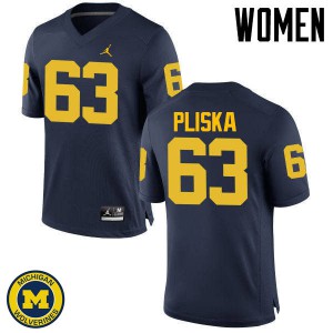 #63 Ben Pliska Michigan Jordan Brand Women's College Jersey Navy