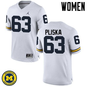 #63 Ben Pliska University of Michigan Jordan Brand Women's Stitch Jersey White