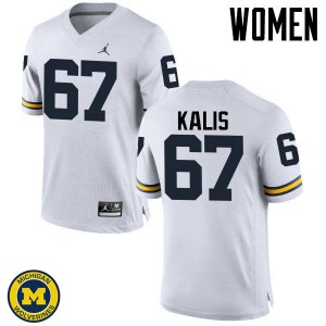 #67 Kyle Kalis Michigan Wolverines Jordan Brand Women's Embroidery Jerseys White