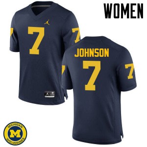 #7 Shelton Johnson Michigan Jordan Brand Women's Football Jersey Navy