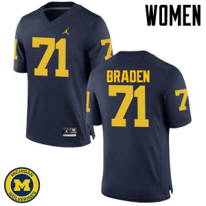 #71 Ben Braden Michigan Jordan Brand Women's High School Jersey Navy