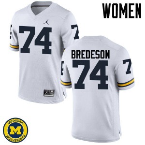 #74 Ben Bredeson Michigan Wolverines Jordan Brand Women's NCAA Jersey White
