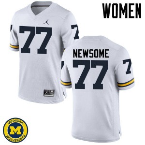 #77 Grant Newsome Wolverines Jordan Brand Women's Official Jerseys White