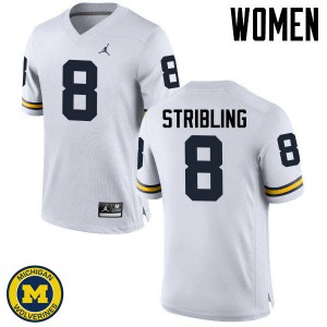#8 Channing Stribling Michigan Wolverines Jordan Brand Women's Stitch Jerseys White