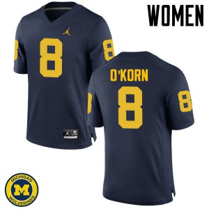 #8 John O'Korn University of Michigan Jordan Brand Women's NCAA Jerseys Navy