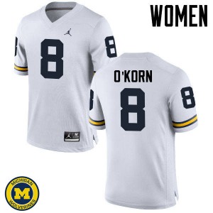 #8 John O'Korn Michigan Jordan Brand Women's Stitch Jersey White
