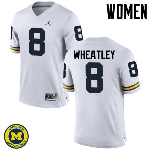 #8 Tyrone Wheatley Michigan Jordan Brand Women's NCAA Jersey White