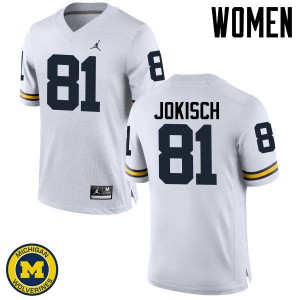 #81 Dan Jokisch University of Michigan Jordan Brand Women's NCAA Jerseys White