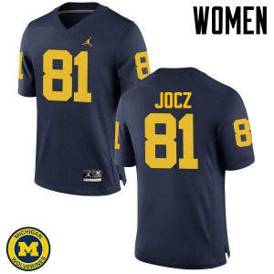 #81 Michael Jocz Wolverines Jordan Brand Women's College Jerseys Navy
