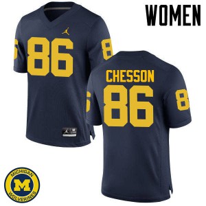 #86 Jehu Chesson Michigan Jordan Brand Women's Stitch Jerseys Navy