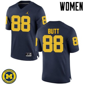 #88 Jake Butt Michigan Jordan Brand Women's Football Jersey Navy