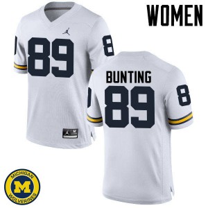 #89 Ian Bunting Michigan Wolverines Jordan Brand Women's University Jersey White