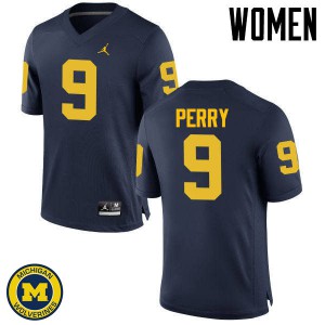 #9 Grant Perry University of Michigan Jordan Brand Women's Stitched Jerseys Navy