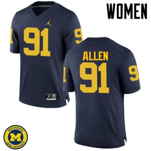 #91 Kenny Allen Michigan Jordan Brand Women's University Jerseys Navy