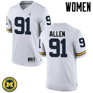 #91 Kenny Allen Michigan Jordan Brand Women's College Jersey White