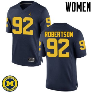 #92 Cheyenn Robertson Wolverines Jordan Brand Women's Stitch Jerseys Navy
