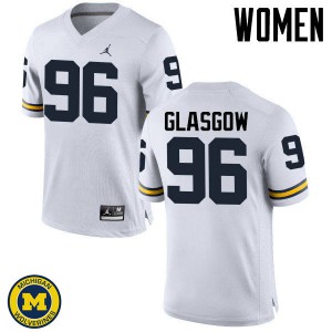 #96 Ryan Glasgow Michigan Jordan Brand Women's Stitch Jerseys White