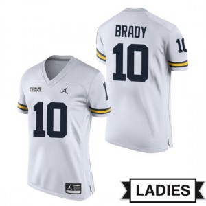 #10 Tom Brady Michigan University of Michigan Jordan Brand Women's Football Jerseys White