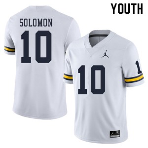 #10 Anthony Solomon Michigan Jordan Brand Youth NCAA Jerseys White