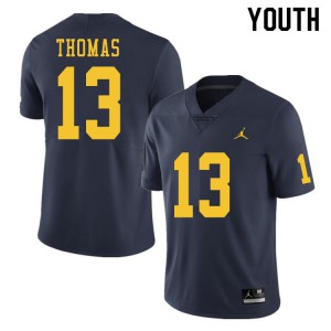 #13 Charles Thomas Michigan Jordan Brand Youth University Jerseys Navy