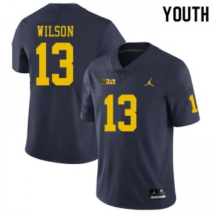 #13 Tru Wilson Michigan Jordan Brand Youth Embroidery Jersey Navy