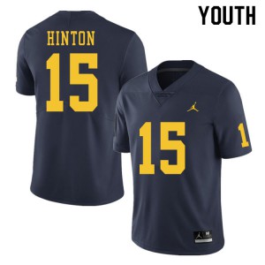 #15 Christopher Hinton University of Michigan Jordan Brand Youth Football Jerseys Navy
